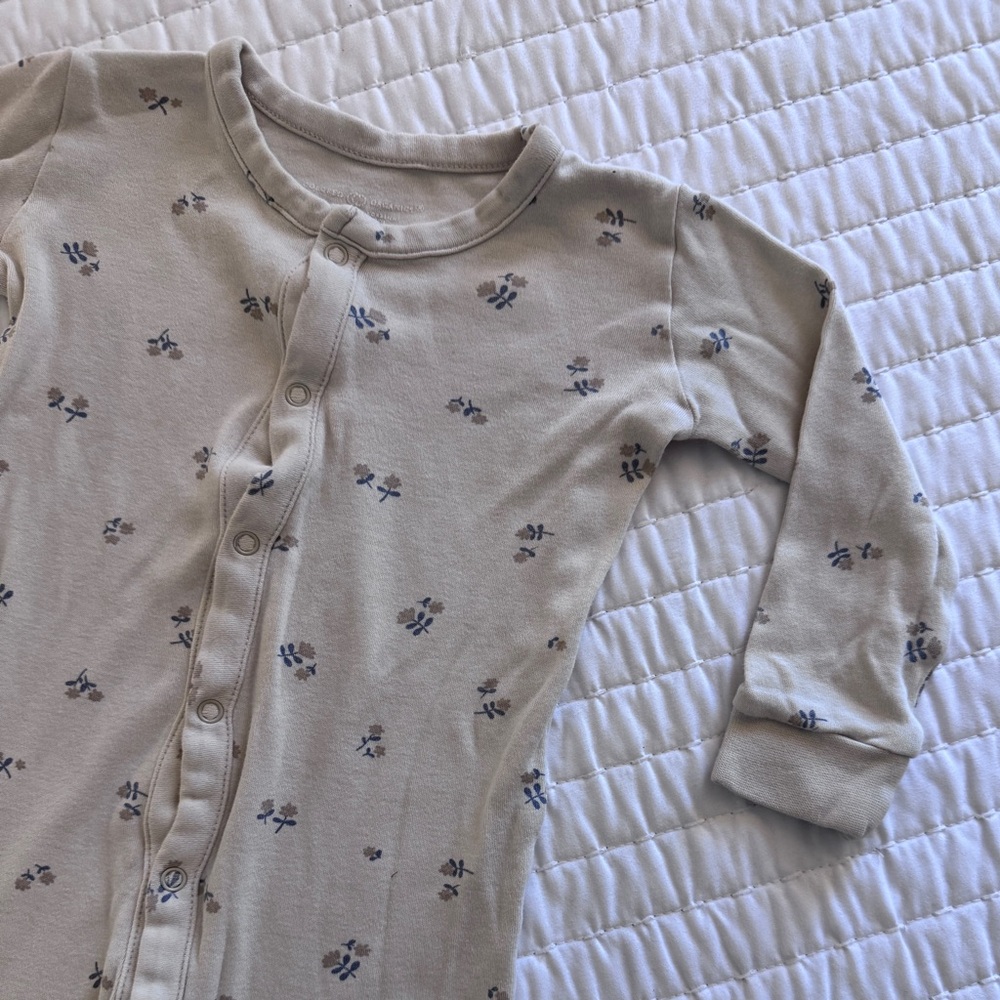 Colored Organics- Footless Floral Pajamas- 12-18M